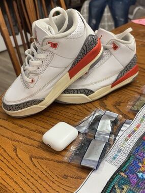 Jordan White Orange & Gray Retro Basketball Sneakers